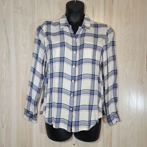 Lucky Brand Plaid Button-Up Women's Top Sz Lg